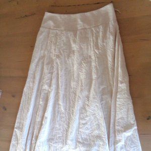 Laura Scott Crinkle Light Creamy Beige Tan Midi Skirt Long Summer Weight Ex Cond